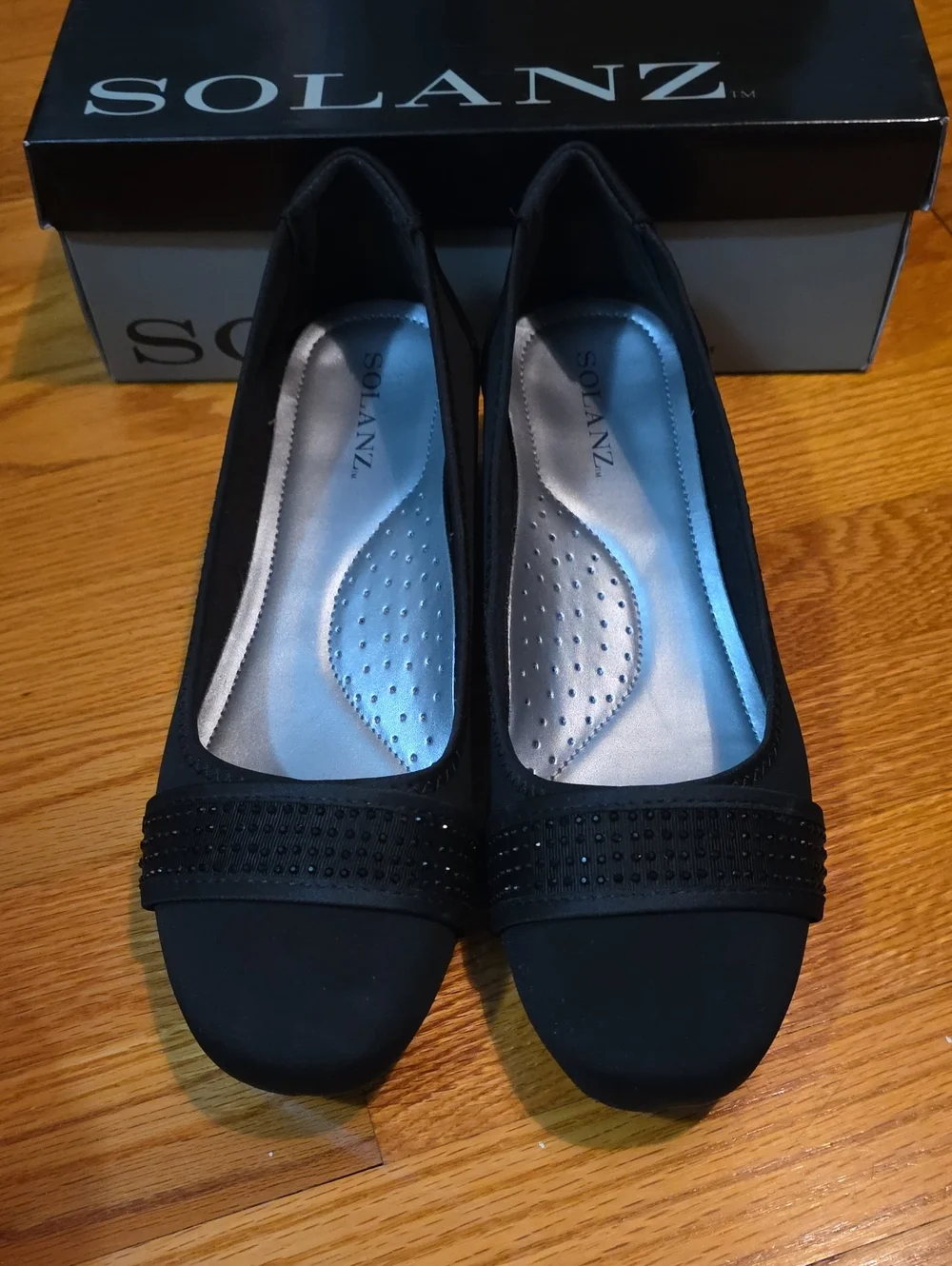 Black Embellished Women's Comfort Wedge Shoe